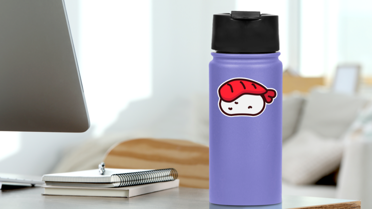 Simple Sushi Icon Sticker on a Water Bottle (New) example