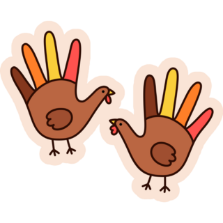 Simple Thanksgiving Handprint Turkeys Sticker