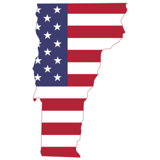 Simple Us Flag Map Of The Federal State Of Vermont Sticker