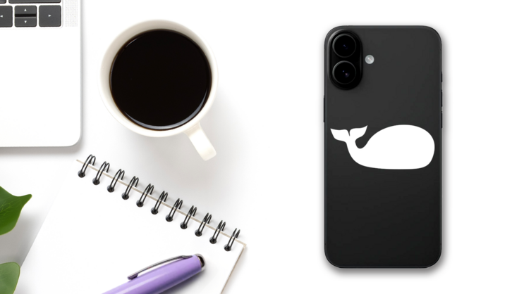 Simple Whale Sticker on a Phone (New) example