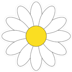 Simple White Daisy Flower Vector Illustration Sticker