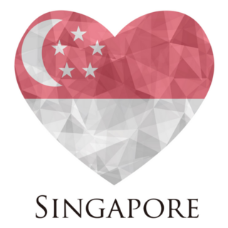 Singapore Flag Heart Geometric Sticker