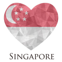Singapore Flag Heart Geometric Sticker