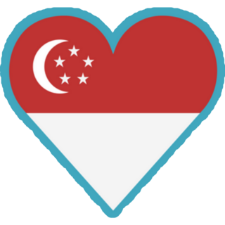 Singapore Flag Heart On Blue Sticker