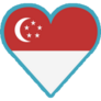 Singapore Flag Heart On Blue Sticker