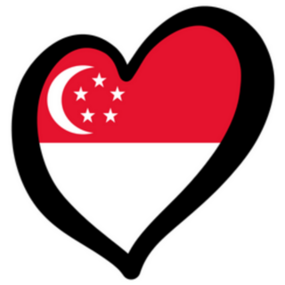 Singapore Flag Inside Heart Sticker