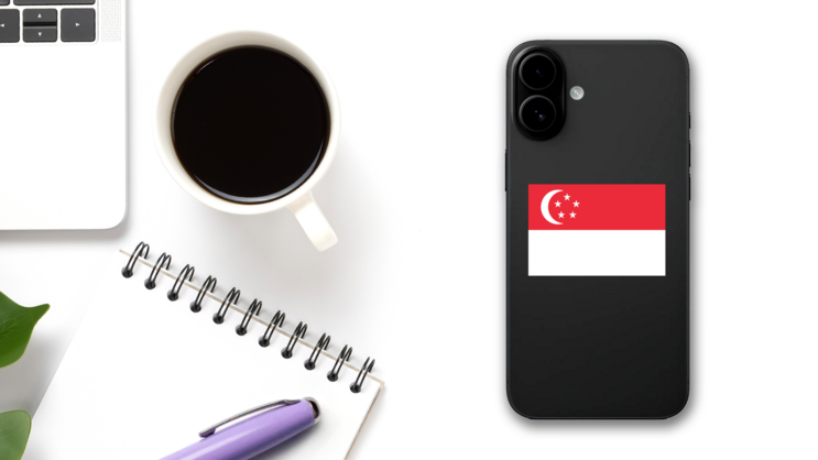 Singapore Flag Sticker on a Phone (New) example