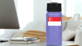 Singapore Flag Sticker on a Water Bottle (New) example