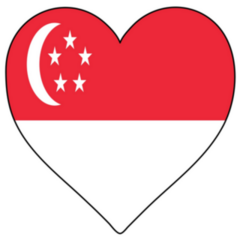 Singapore Heart Shape Flag Sticker