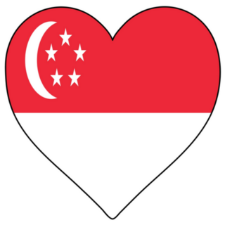 Singapore Heart Shape Flag Sticker