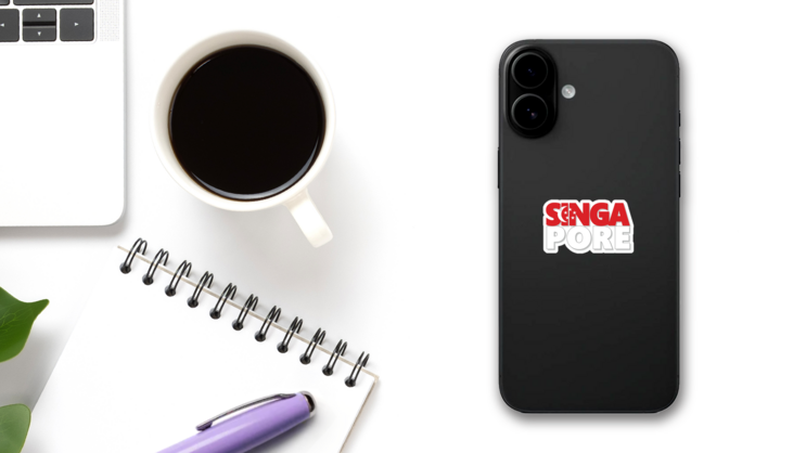 Singapore Lettering Made Of Flag Sticker on a Phone (New) example