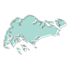 Singapore Map In Light Blue Sticker