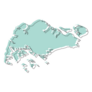 Singapore Map In Light Blue Sticker