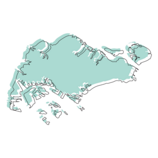 Singapore Map In Light Blue Sticker