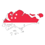Singapore Map With The Flag Inside Sticker