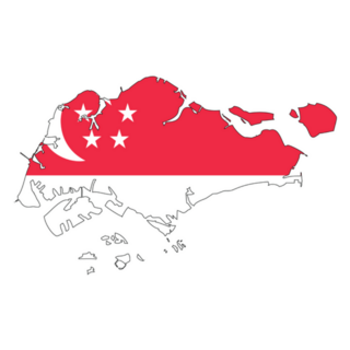 Singapore Map With The Flag Inside Sticker