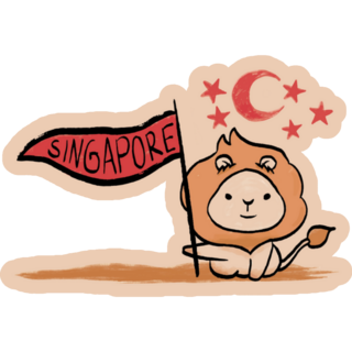 Singapore National Day Cute Lion Sticker 