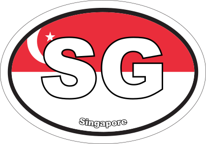 Singapore Sg Flag Oval Sticker