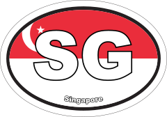 Singapore Sg Flag Oval Sticker