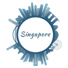 Singapore Skyline Circular Blue Sticker
