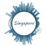 Singapore Skyline Circular Blue Sticker