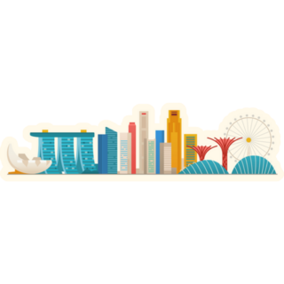 Singapore Skyline Famous Landmarks Sticker