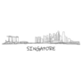 Singapore Skyline Freehand Drawing Sticker
