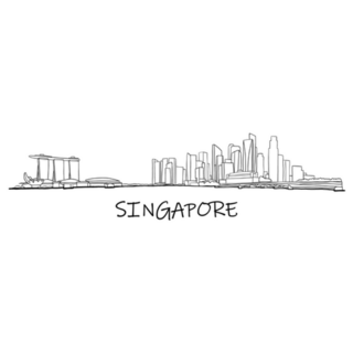 Singapore Skyline Freehand Drawing Sticker