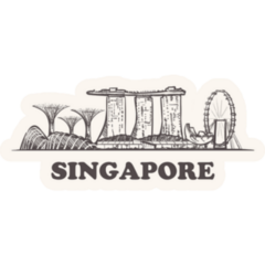 Singapore Skyline Vintage Illustration Sticker