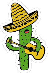 Singing Cactus Cartoon Sticker