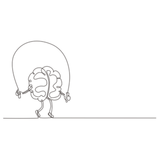 Single Continuous Line Drawing Brain Rope Jumping Sticker