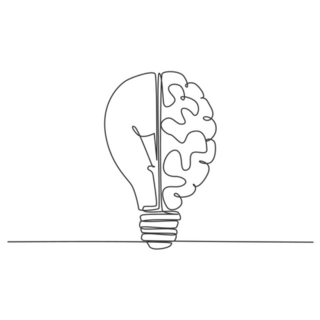 Single Continuous Line Drawing Light Bulb And Brain Sticker