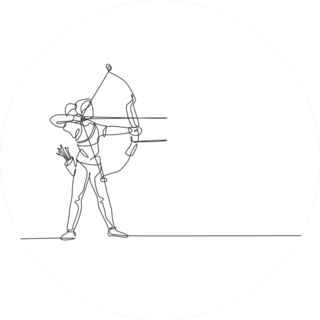 Single Continuous Line Drawing Of Archer Woman Sticker