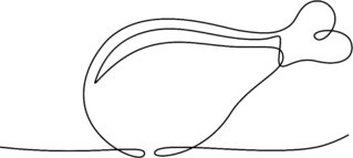 Single Continuous Line Drawing Of Hot Crispy Fried Chicken Leg Sticker