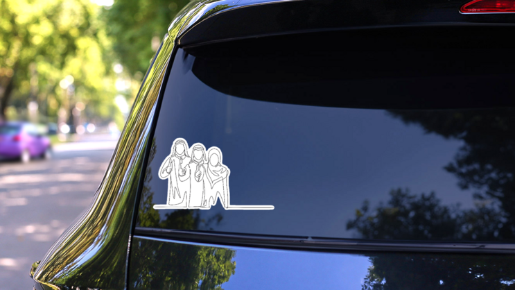 Single Continuous Line Drawing Of Young Muslims Sticker on a Rear Car Window (New) example