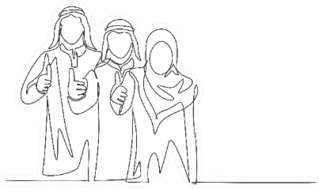 Single Continuous Line Drawing Of Young Muslims Sticker