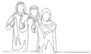 Single Continuous Line Drawing Of Young Muslims Sticker