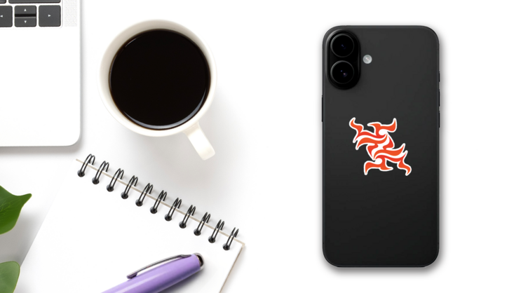 Single Flame Burn Decoration Sticker on a Phone (New) example