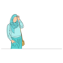 Single Line Drawing Muslimah Girl With Trendy Hijab Sticker