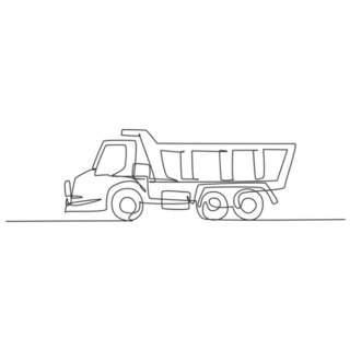 Single Line Drawing of Long Trailer Truck Sticker