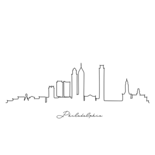 Single Line Drawing Of Philadelphia Skyline Lettering Sticker