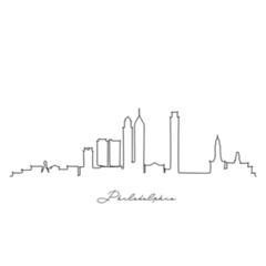 Single Line Drawing Of Philadelphia Skyline Lettering Sticker