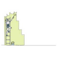 Single Line Robot Climb Sticker