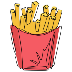 Single One Line Drawing French Fries Sticker