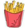 Single One Line Drawing French Fries Sticker