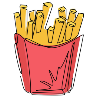Single One Line Drawing French Fries Sticker