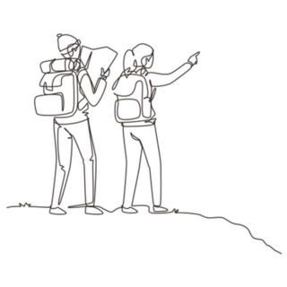 Single One Line Drawing Traveling Tourist Couple Sticker