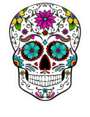 Single Pink Flower Sugar Skull Sticker