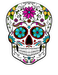Single Pink Flower Sugar Skull Sticker