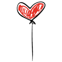 Single Red Heart Balloon Sketchy Illustration Sticker